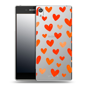 Пластиковый чехол на Sony Xperia E5 с принтом Сердечки