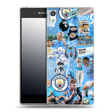 Пластиковый чехол на Sony Xperia E5 с принтом Man City Манчестер Сити