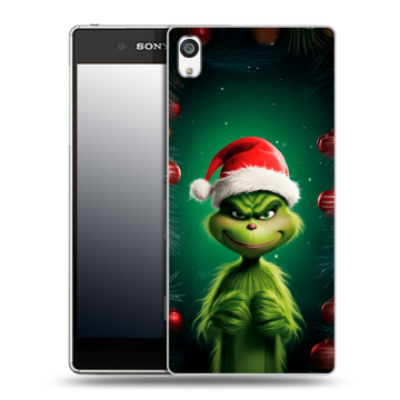 Пластиковый чехол на Sony Xperia E5 с принтом Гринч Новый год Рождество