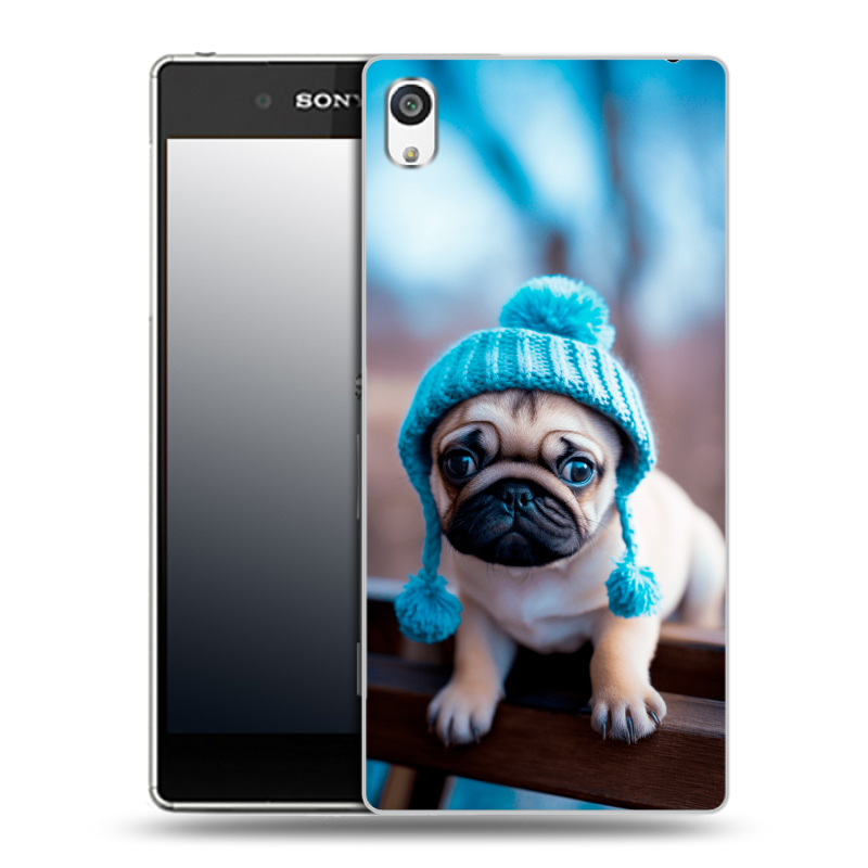 Пластиковый чехол на Sony Xperia E5 с принтом Мопс в шапке Пластиковый чехол на Sony Xperia E5 с принтом Мопс в шапке