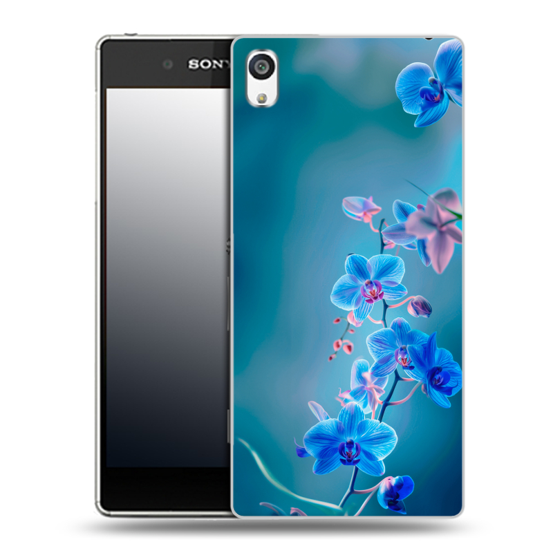Пластиковый чехол на Sony Xperia E5 с принтом Голубые цветы Пластиковый чехол на Sony Xperia E5 с принтом Голубые цветы