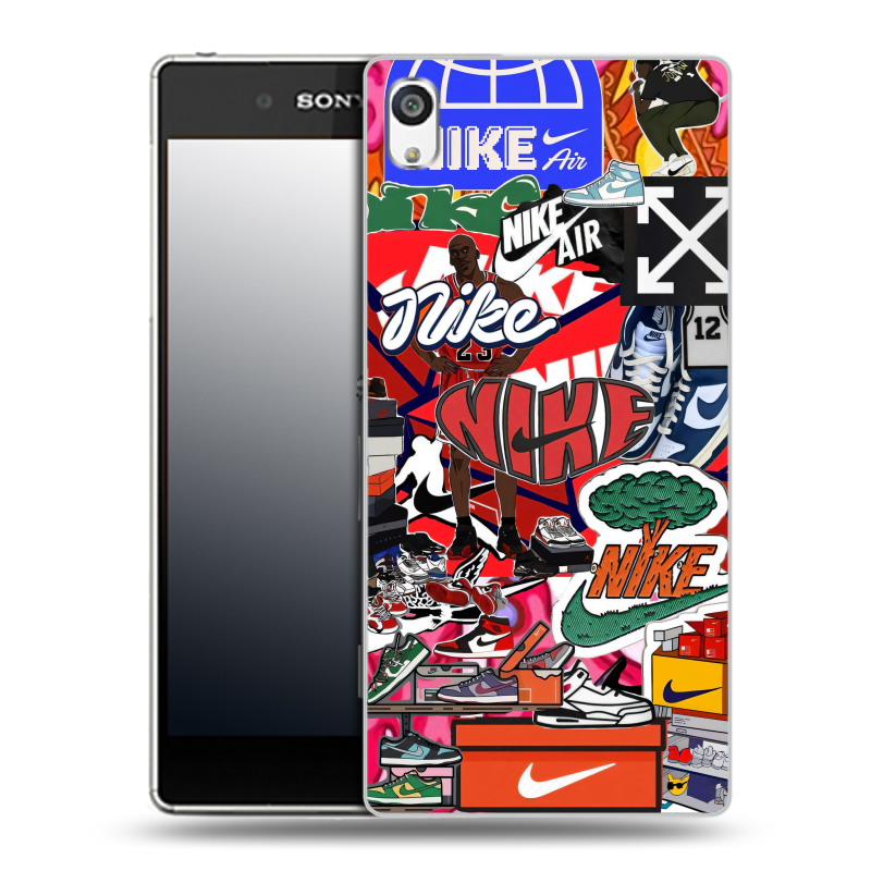 Пластиковый чехол на Sony Xperia E5 с принтом Найк Nike яркий Пластиковый чехол на Sony Xperia E5 с принтом Найк Nike яркий