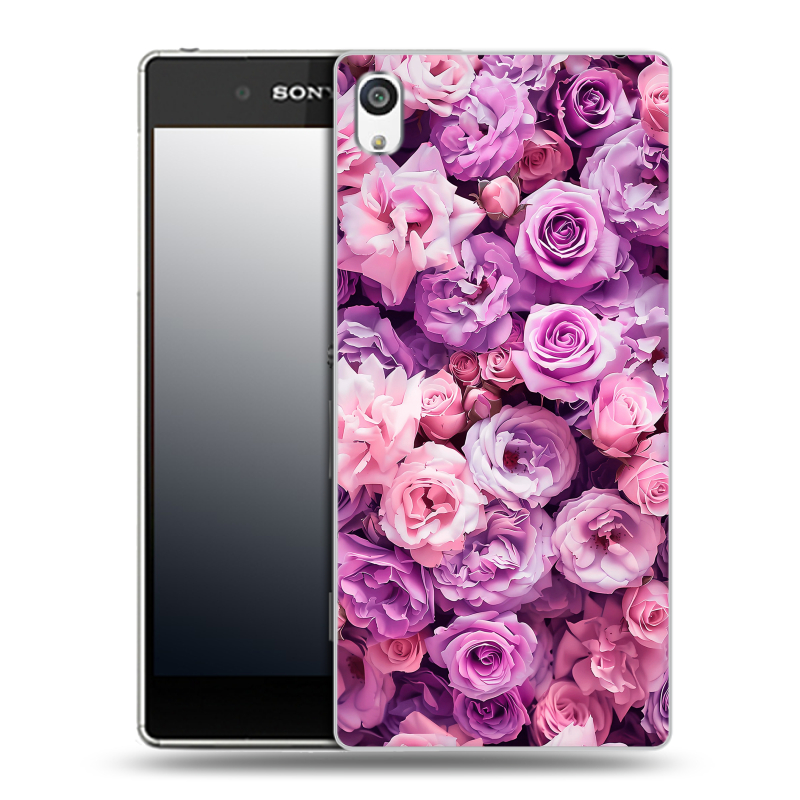 Пластиковый чехол на Sony Xperia E5 с принтом лавандовые розы Пластиковый чехол на Sony Xperia E5 с принтом лавандовые розы