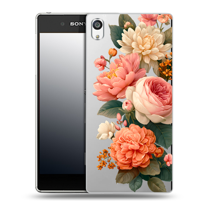 Пластиковый чехол на Sony Xperia E5 с принтом цветы Пластиковый чехол на Sony Xperia E5 с принтом цветы
