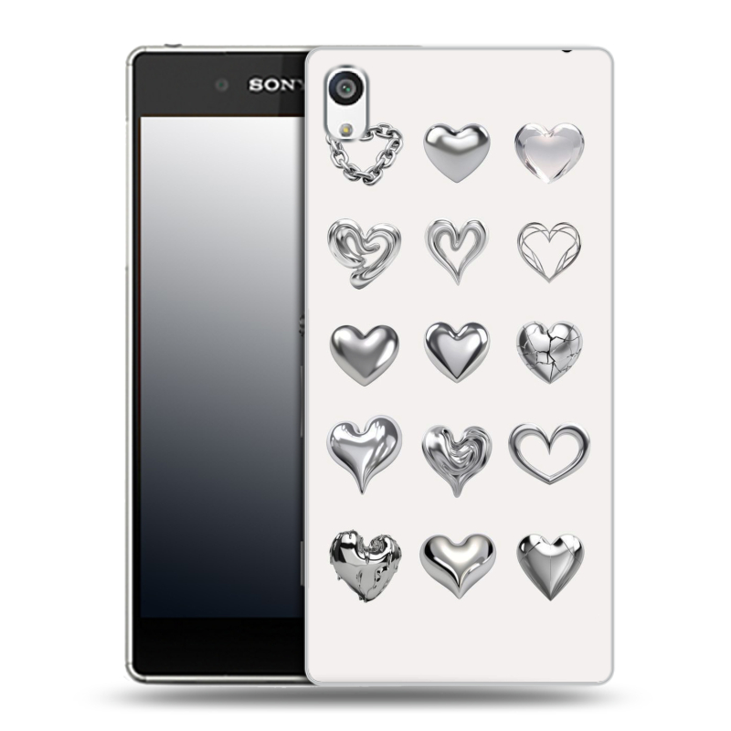 Пластиковый чехол на Sony Xperia E5 с принтом Y2K сердечки Пластиковый чехол на Sony Xperia E5 с принтом Y2K сердечки