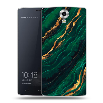 Силиконовый чехол на Homtom HT7 с принтом Мрамор зеленое золото