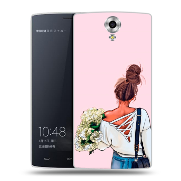 Силиконовый чехол на Homtom HT7 с принтом Девушка и букет