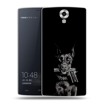 Силиконовый чехол на Homtom HT7 с принтом Доберман и пистолет