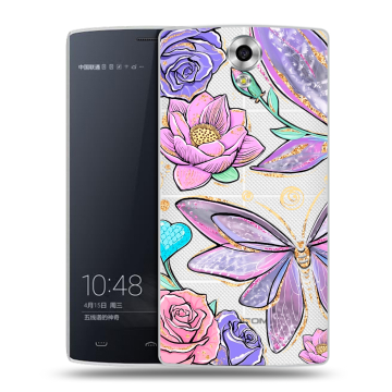 Силиконовый чехол на Homtom HT7 с принтом Бабочки и цветы Силиконовый чехол на Homtom HT7 с принтом Бабочки и цветы