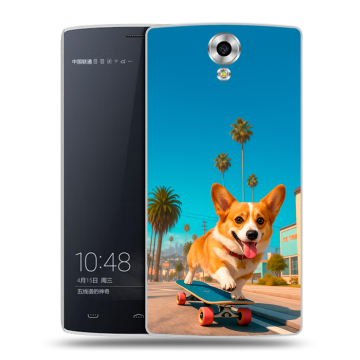 Силиконовый чехол на Homtom HT7 с принтом Корги на скейте Силиконовый чехол на Homtom HT7 с принтом Корги на скейте