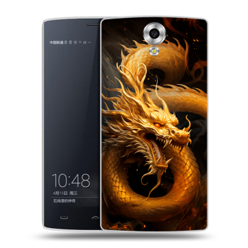 Силиконовый чехол на Homtom HT7 с принтом Золотой дракон