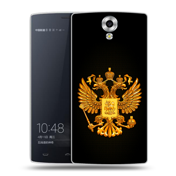 Силиконовый чехол на Homtom HT7 с принтом Герб России желтый
