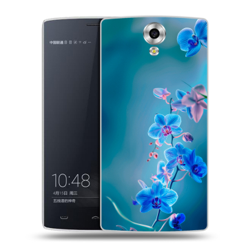 Силиконовый чехол на Homtom HT7 с принтом Голубые цветы Силиконовый чехол на Homtom HT7 с принтом Голубые цветы