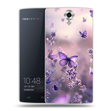 Силиконовый чехол на Homtom HT7 с принтом бабочки и лаванда