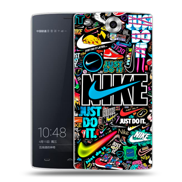 Силиконовый чехол на Homtom HT7 с принтом найк nike черный