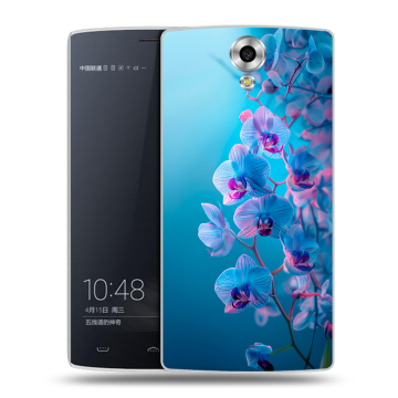 Силиконовый чехол на Homtom HT7 с принтом голубые орхидеи Силиконовый чехол на Homtom HT7 с принтом голубые орхидеи