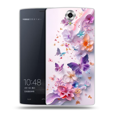 Силиконовый чехол на Homtom HT7 с принтом цветы бабочки