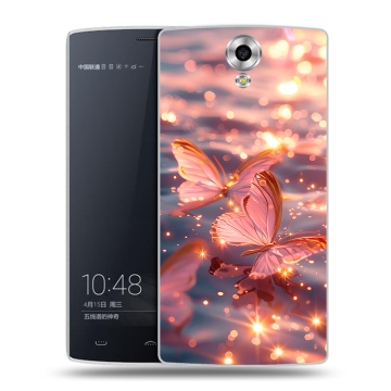 Силиконовый чехол на Homtom HT7 с принтом бабочки розовые