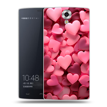 Силиконовый чехол на Homtom HT7 с принтом розовые сердечки Силиконовый чехол на Homtom HT7 с принтом розовые сердечки