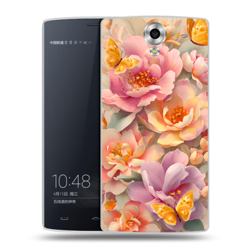 Силиконовый чехол на Homtom HT7 с принтом Цветы и бабочки Силиконовый чехол на Homtom HT7 с принтом Цветы и бабочки