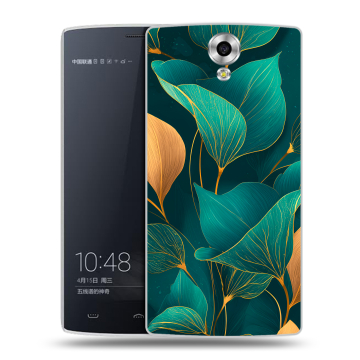 Силиконовый чехол на Homtom HT7 с принтом Листья и золото Силиконовый чехол на Homtom HT7 с принтом Листья и золото