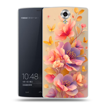 Силиконовый чехол на Homtom HT7 с принтом Цветы и бабочки