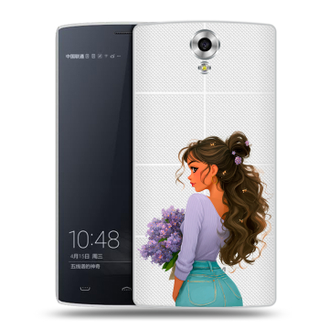 Силиконовый чехол на Homtom HT7 с принтом девушка цветы