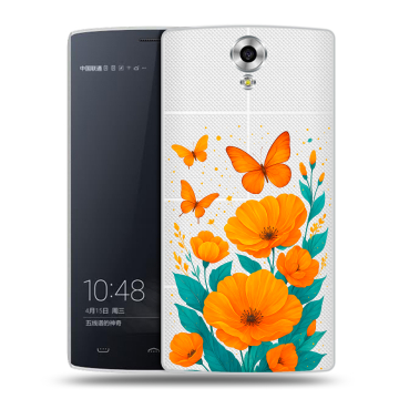 Силиконовый чехол на Homtom HT7 с принтом цветы бабочки