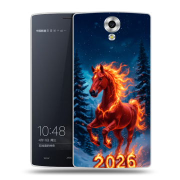 Силиконовый чехол на Homtom HT7 с принтом Новый год коня