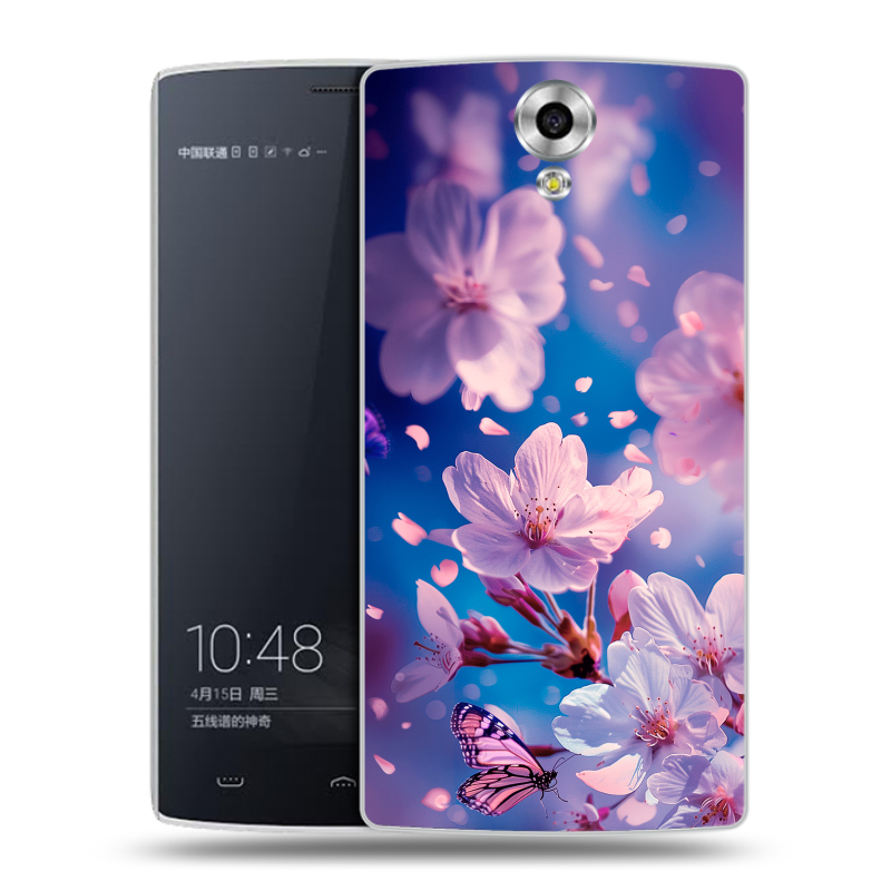 Силиконовый чехол на Homtom HT7 с принтом цветы бабочки Силиконовый чехол на Homtom HT7 с принтом цветы бабочки