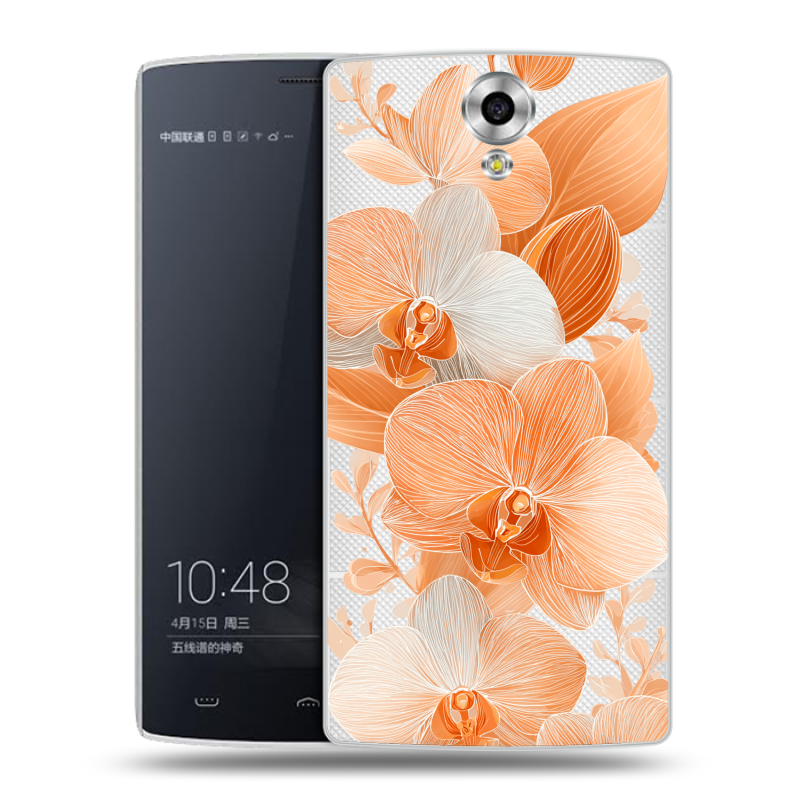 Силиконовый чехол на Homtom HT7 с принтом Бежевые цветы Силиконовый чехол на Homtom HT7 с принтом Бежевые цветы