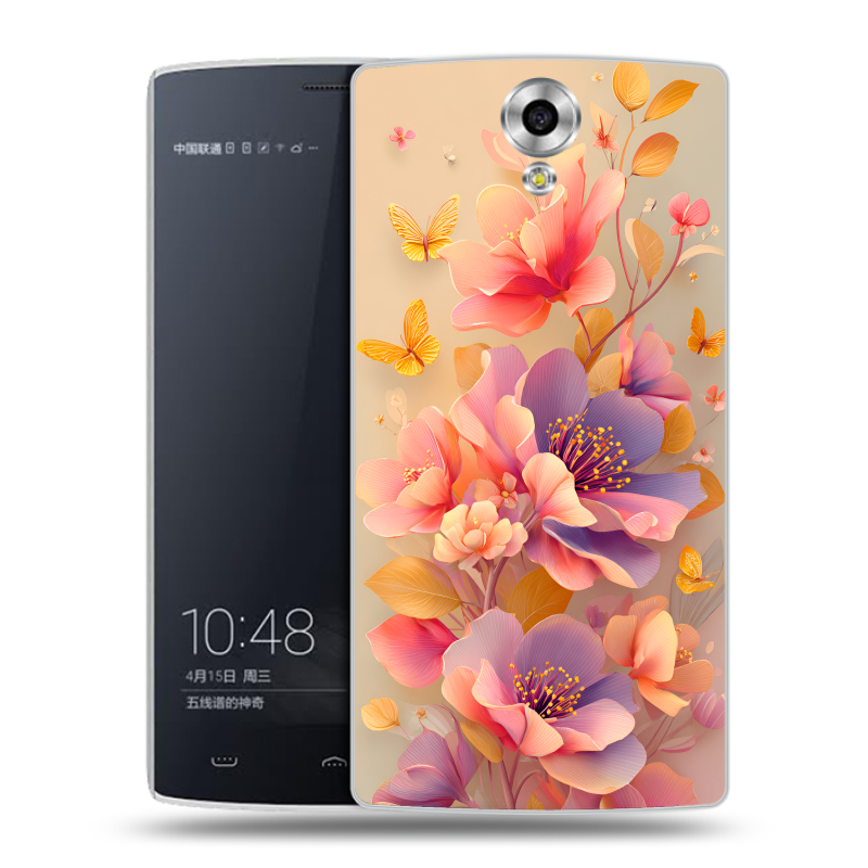 Силиконовый чехол на Homtom HT7 с принтом Цветы и бабочки Силиконовый чехол на Homtom HT7 с принтом Цветы и бабочки