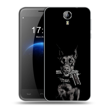 Силиконовый чехол на Homtom HT3 с принтом Доберман и пистолет Силиконовый чехол на Homtom HT3 с принтом Доберман и пистолет