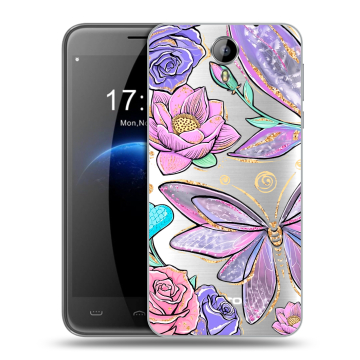 Силиконовый чехол на Homtom HT3 с принтом Бабочки и цветы Силиконовый чехол на Homtom HT3 с принтом Бабочки и цветы