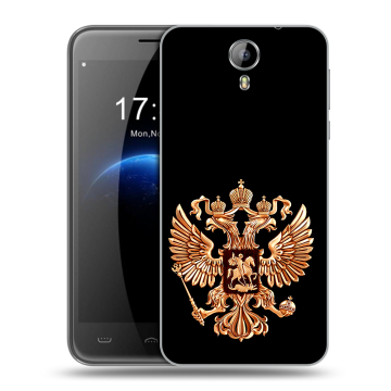 Силиконовый чехол на Homtom HT3 с принтом Герб России золотой