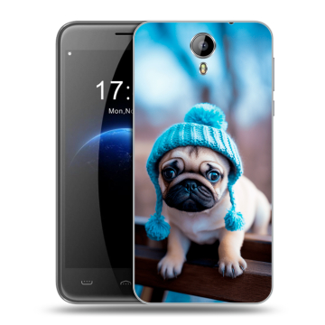 Силиконовый чехол на Homtom HT3 с принтом Мопс в шапке Силиконовый чехол на Homtom HT3 с принтом Мопс в шапке