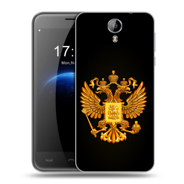 Силиконовый чехол на Homtom HT3 с принтом Герб России желтый