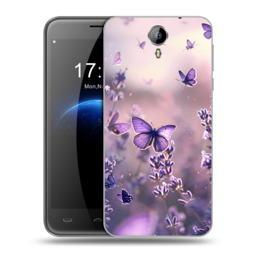 Силиконовый чехол на Homtom HT3 с принтом бабочки и лаванда