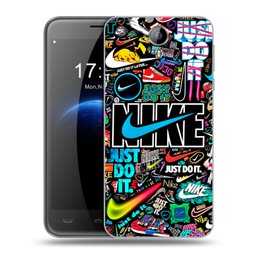Силиконовый чехол на Homtom HT3 с принтом найк nike черный