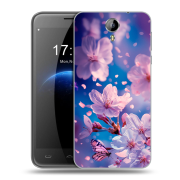 Силиконовый чехол на Homtom HT3 с принтом цветы бабочки Силиконовый чехол на Homtom HT3 с принтом цветы бабочки