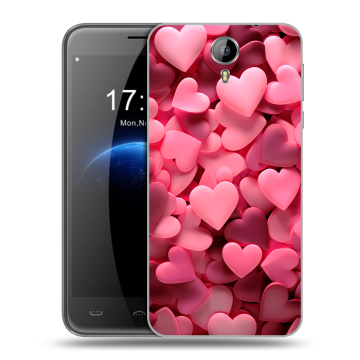 Силиконовый чехол на Homtom HT3 с принтом розовые сердечки Силиконовый чехол на Homtom HT3 с принтом розовые сердечки