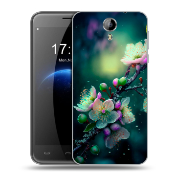 Силиконовый чехол на Homtom HT3 с принтом Цветы и мрамор