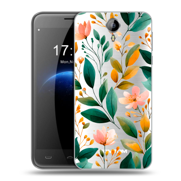 Силиконовый чехол на Homtom HT3 с принтом Цветы паттерн Силиконовый чехол на Homtom HT3 с принтом Цветы паттерн
