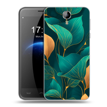Силиконовый чехол на Homtom HT3 с принтом Листья и золото Силиконовый чехол на Homtom HT3 с принтом Листья и золото