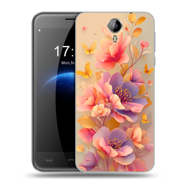 Силиконовый чехол на Homtom HT3 с принтом Цветы и бабочки