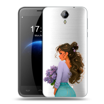 Силиконовый чехол на Homtom HT3 с принтом девушка цветы