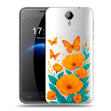 Силиконовый чехол на Homtom HT3 с принтом цветы бабочки