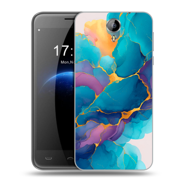 Силиконовый чехол на Homtom HT3 с принтом Мрамор блестки