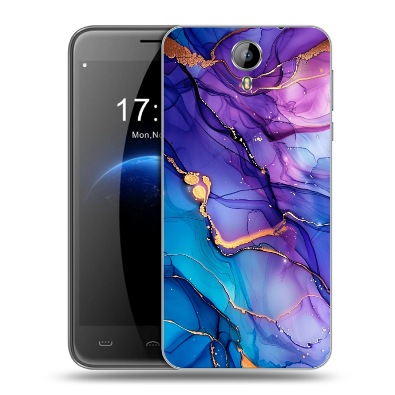 Силиконовый чехол на Homtom HT3 с принтом синий мрамор Силиконовый чехол на Homtom HT3 с принтом синий мрамор