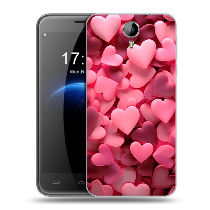Силиконовый чехол на Homtom HT3 с принтом розовые сердечки Силиконовый чехол на Homtom HT3 с принтом розовые сердечки